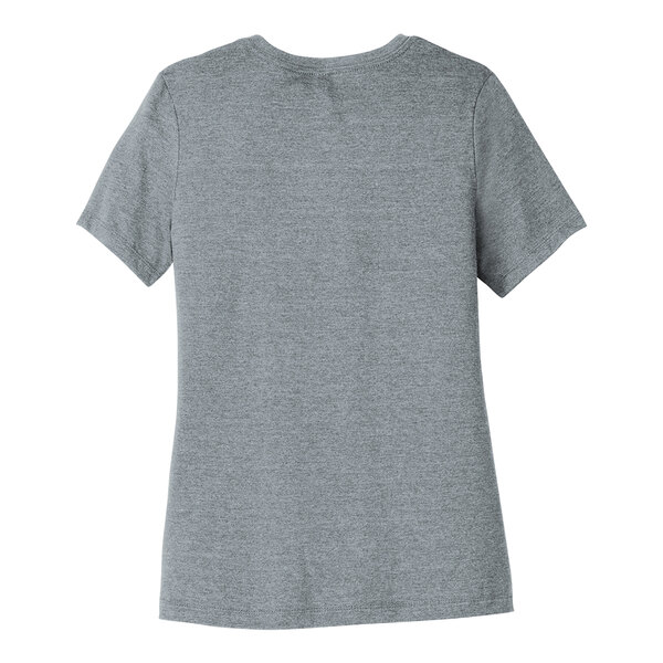 A Bella + Canvas women's grey customizable short sleeve t-shirt.