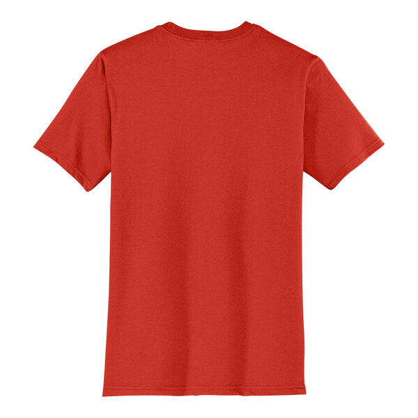 A District unisex red short sleeve T-shirt with a white logo.