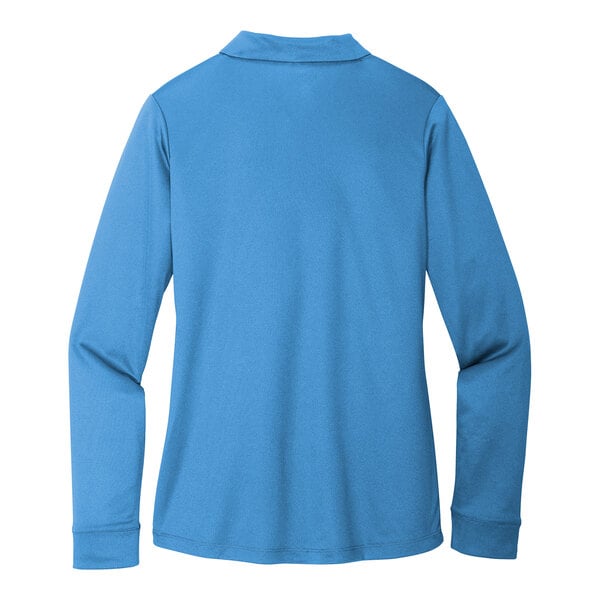 A Port Authority Carolina Blue long sleeve polo shirt for women.