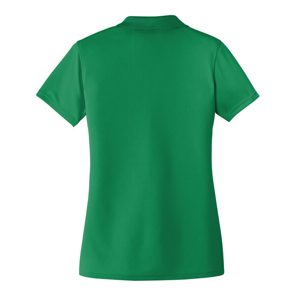 A Port Authority women's bright green polo shirt with short sleeves and a collar.