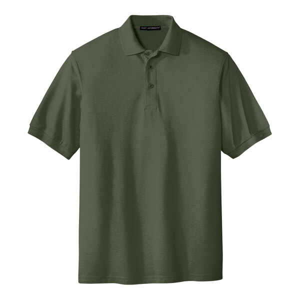 A Port Authority® clover green silk touch polo shirt.