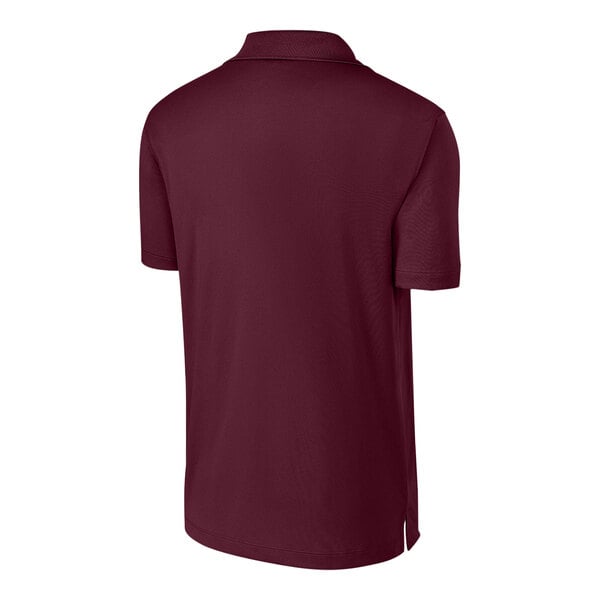 A maroon Sport-Tek polo shirt on a white background.