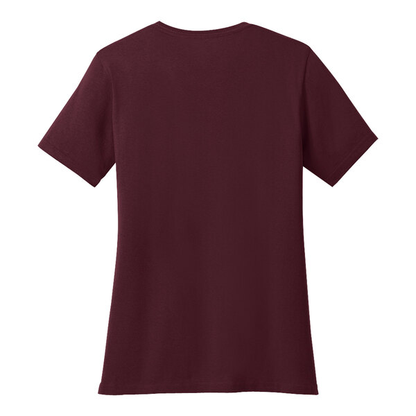 A maroon Port & Company short sleeve t-shirt.
