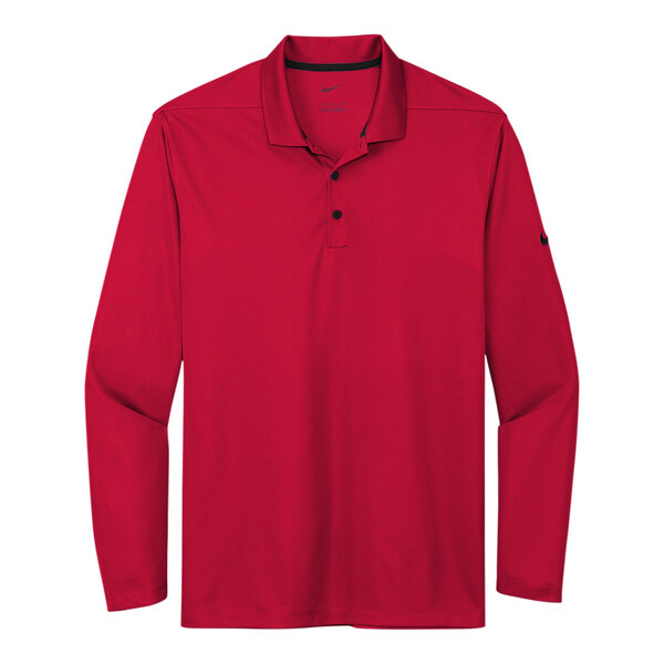 A red short sleeve Nike polo with the Nike logo on the chest.