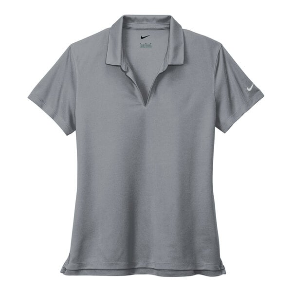 A Nike cool grey short sleeve polo shirt with a white swoosh.