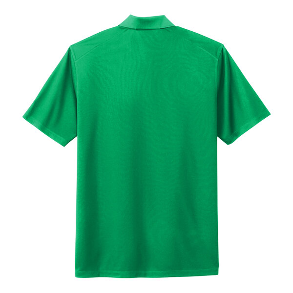 A green Nike polo shirt with short sleeves.
