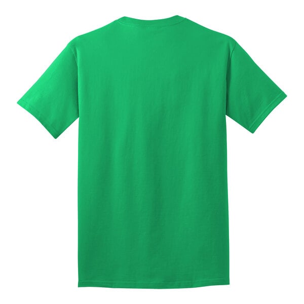 The back of a green Port & Company short sleeve t-shirt.