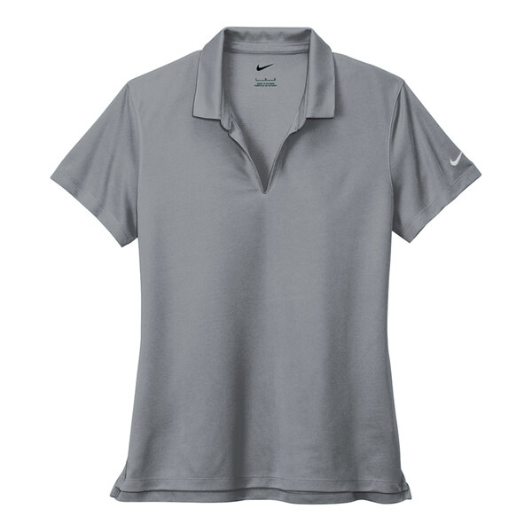 A grey Nike polo shirt with a white swoosh.