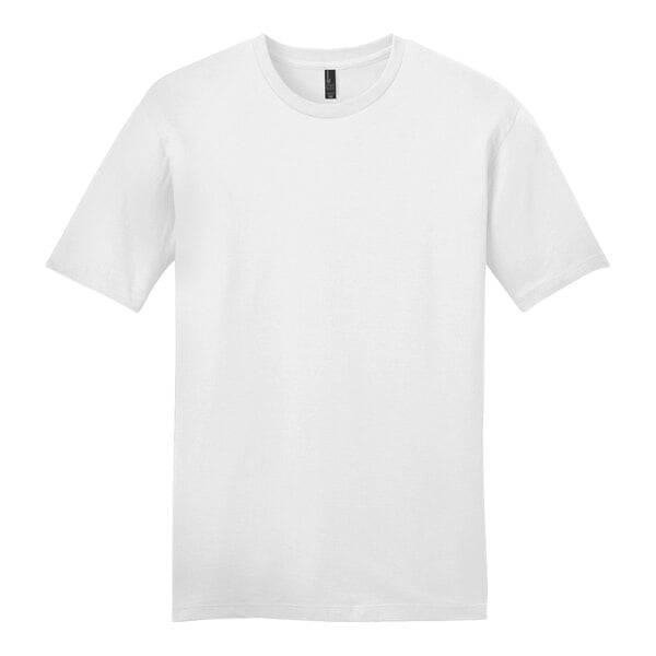 A white District white t-shirt with black text on it.