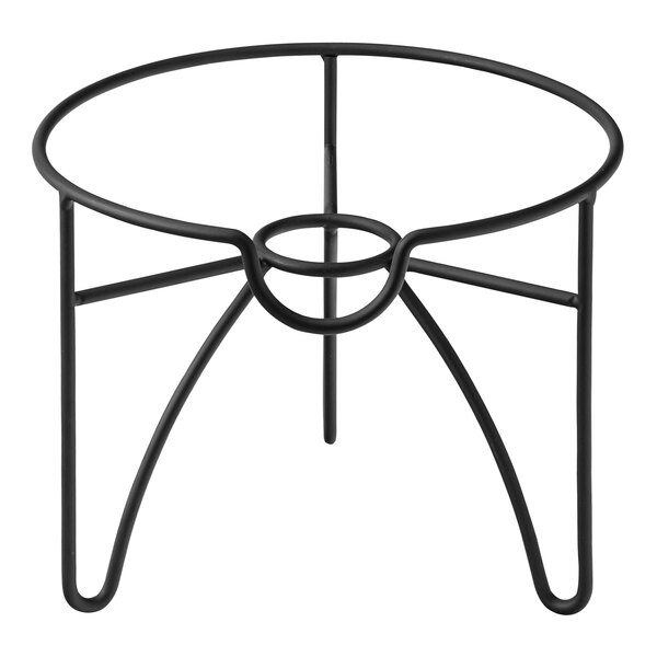 A Utopia black metal stand with a circular base.