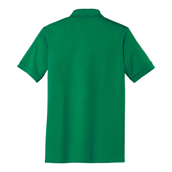 A Port & Company unisex green short sleeve polo shirt.