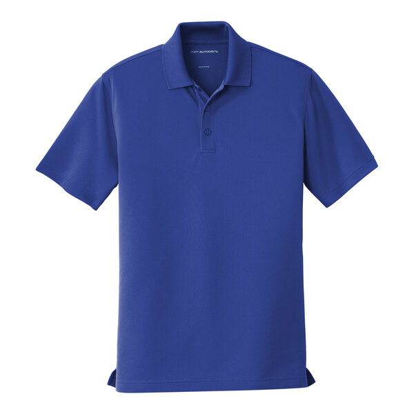 A Port Authority True Royal Short Sleeve UV Moisture-Wicking Polo Shirt in blue.