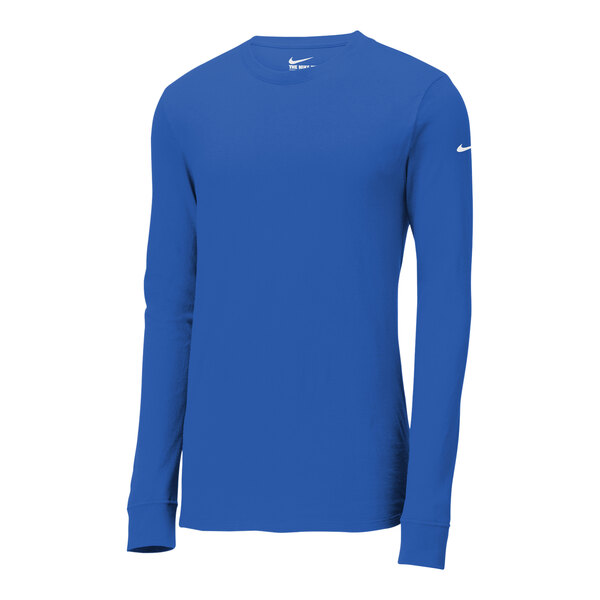 A Nike blue long sleeve moisture-wicking t-shirt.