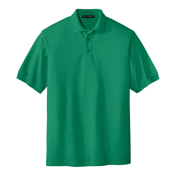 A Port Authority® Kelly Green Silk Touch Pique Polo Shirt.