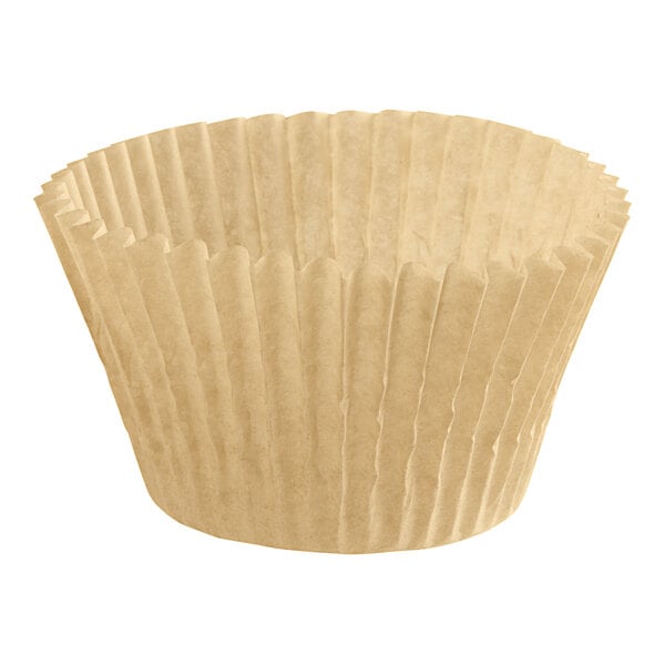 A Kraft fluted paper cupcake liner.