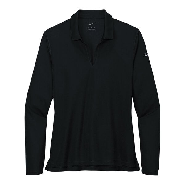 A black Nike long sleeve polo shirt.
