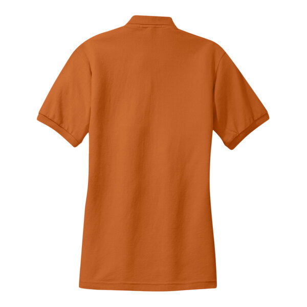 A Texas orange short sleeve polo shirt with a white collar.