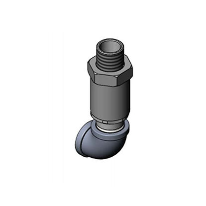 A black and grey metal pipe with a threaded end and nut.