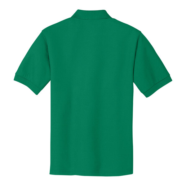 A Kelly green Port Authority polo shirt on a white background.