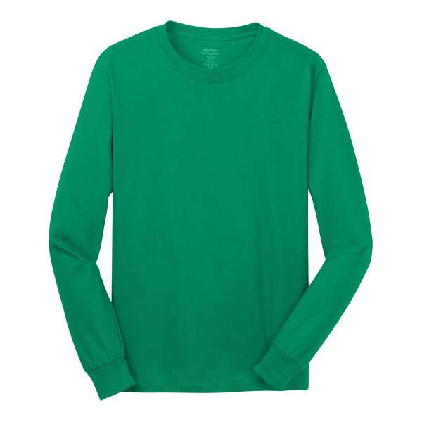 A Port & Company green long sleeve T-shirt.