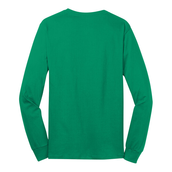 A green Port & Company long sleeve T-shirt.