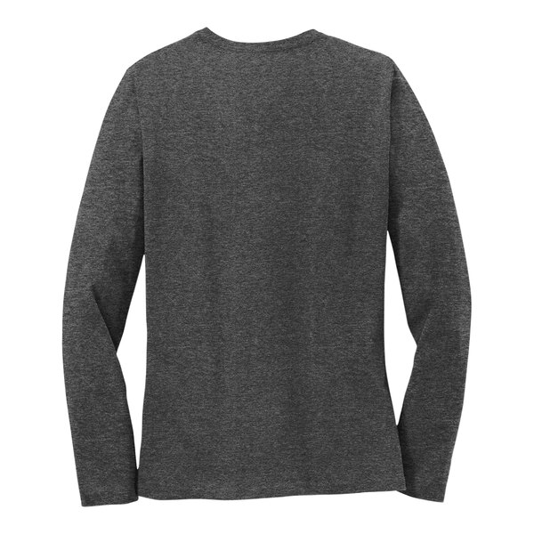 A Port & Company women's long sleeve grey shirt.