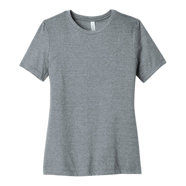 A Bella + Canvas women's athletic heather short sleeve t-shirt with a small white logo.
