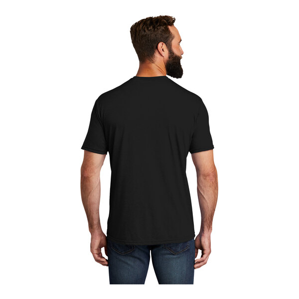 A man wearing a black AllMade t-shirt.