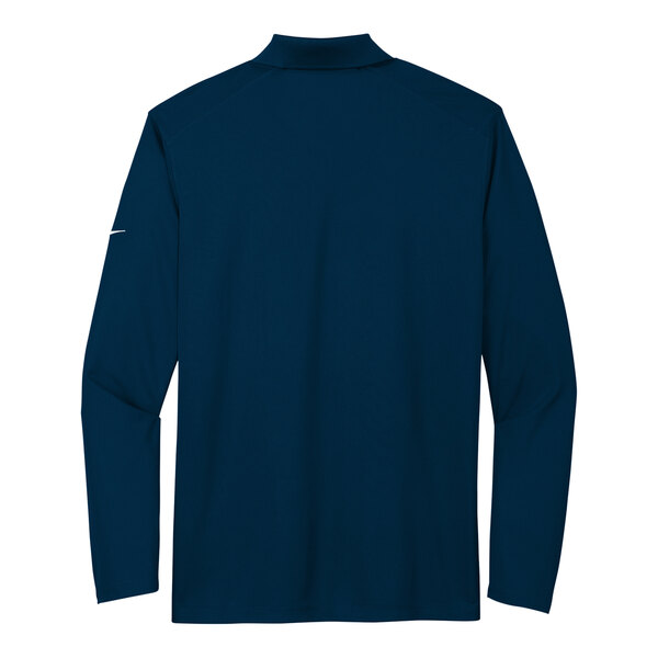 A navy Nike short sleeve polo shirt with a white logo.