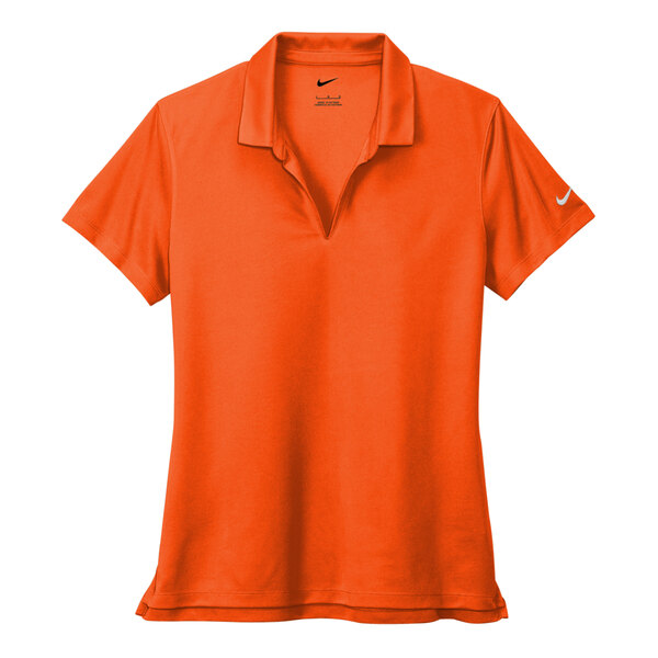 An orange Nike polo shirt with a white Nike logo.