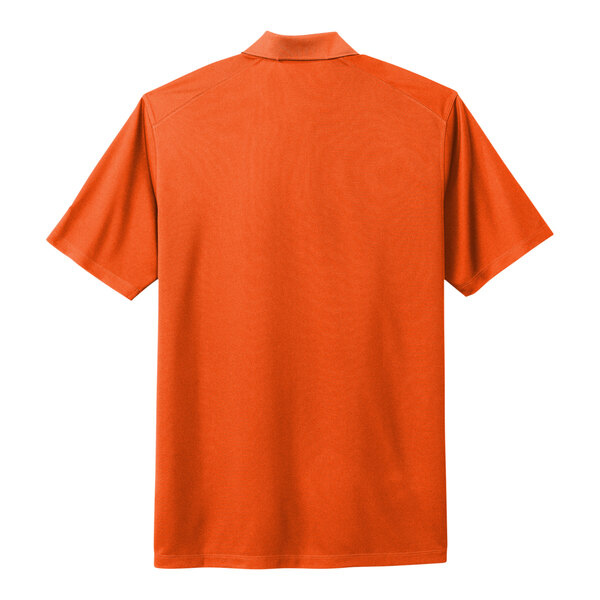 An orange Nike polo shirt with white accents.