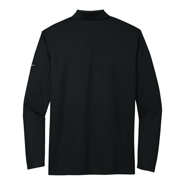 A black Nike Dri-Fit short sleeve polo with a white logo.