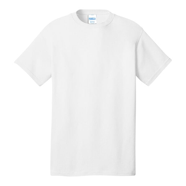 A white Port & Company short sleeve t-shirt.