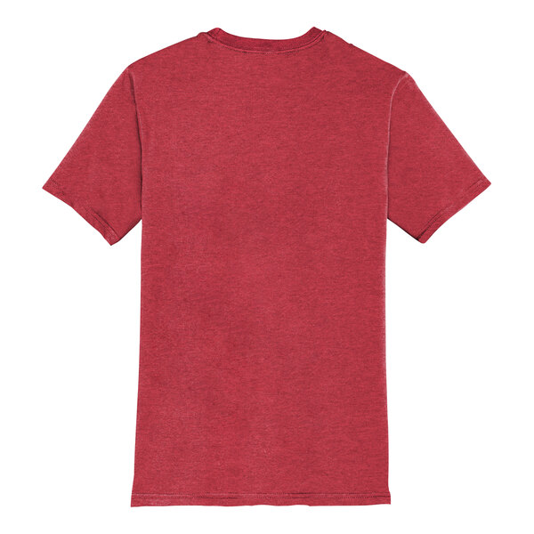 A District heathered red short sleeve t-shirt with a small logo on the front.