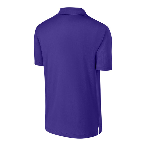 A purple Sport-Tek short sleeve polo shirt.