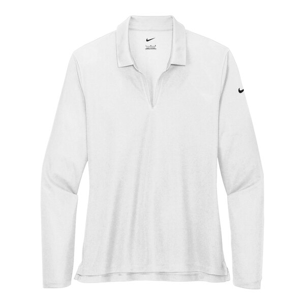 A white Nike long sleeve polo shirt.