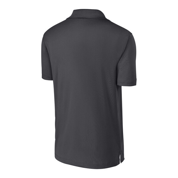 A grey Sport-Tek polo shirt with a white collar.