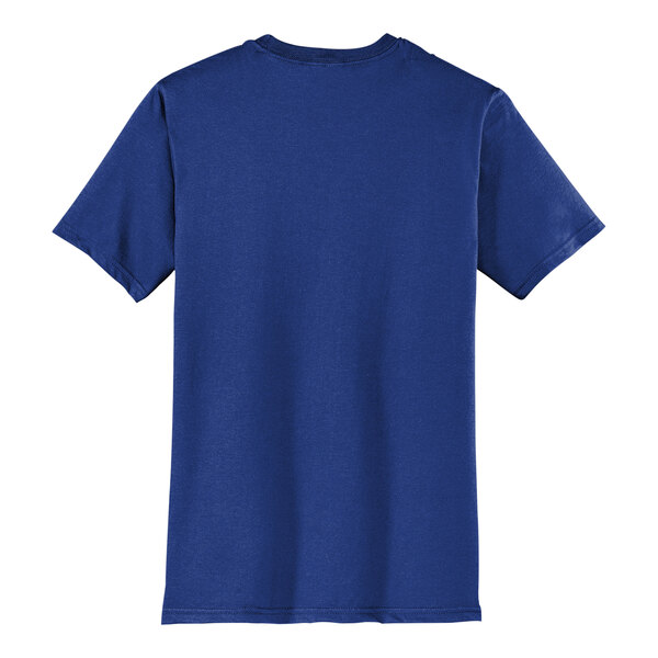 A deep royal blue District unisex t-shirt with the word 'sport' on the back.