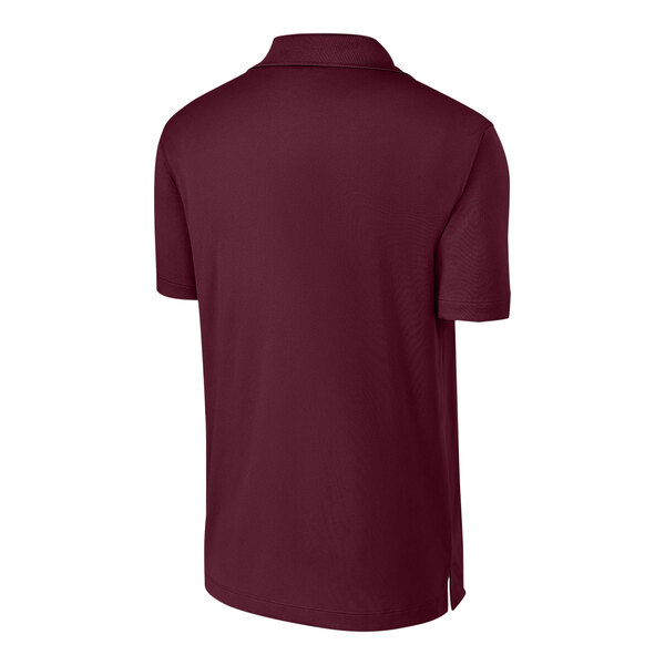 A maroon Sport-Tek polo shirt on a white background.