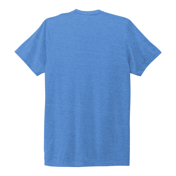An azure blue AllMade tri-blend t-shirt with a white logo on the front.