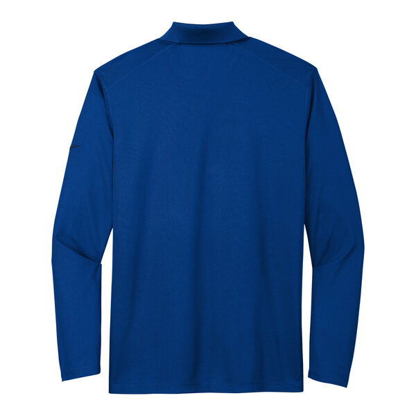 A blue Nike short sleeve polo shirt.