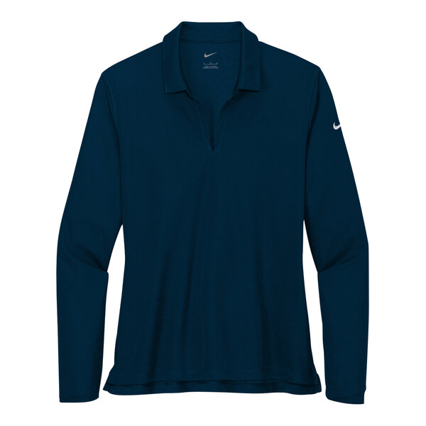 A navy blue long sleeved Nike polo shirt.