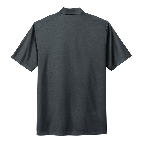 A black Nike men's polo shirt with short sleeves and a collar.