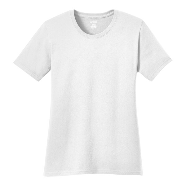 A white Port & Company short sleeve t-shirt.