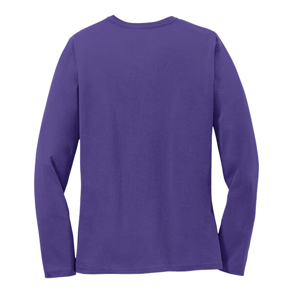 A purple Port & Company women's long sleeve T-shirt.