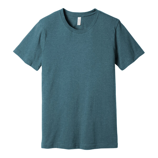 A heather slate Bella + Canvas unisex short sleeve t-shirt.