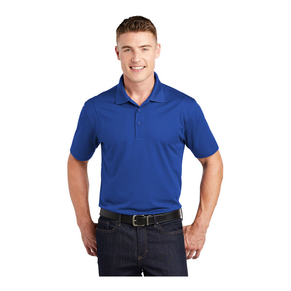 An extra small unisex Sport-Tek short sleeve polo shirt in true royal blue.