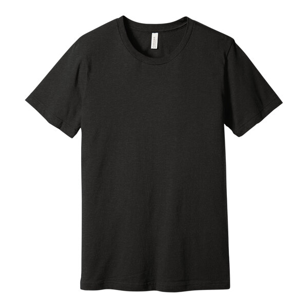 A black Bella + Canvas customizable short sleeve t-shirt.