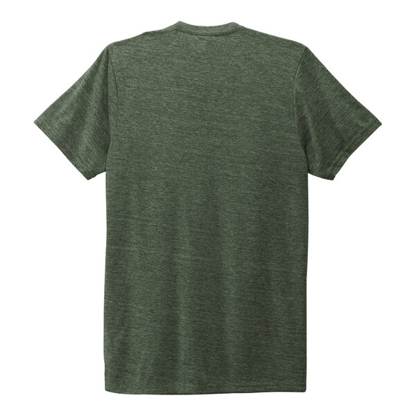 The back of an herb green AllMade t-shirt with a white logo.