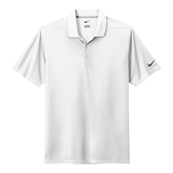 A white Nike polo shirt with a Nike swoosh logo.